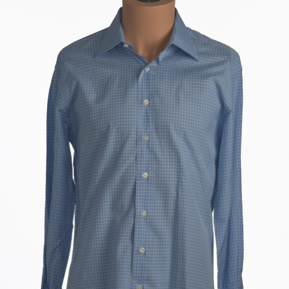 *Paul Stuart Sz 14.5 33 Blue Checks L/S Button